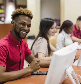 Students engaging in tech training